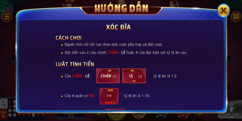 Quy định trả thưởng trong game xóc đĩa online 