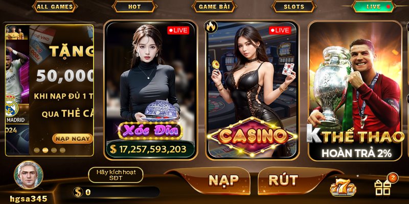 Xóc đĩa tại hệ thống cung cấp cho game thủ nhiều bàn chơi khác nhau